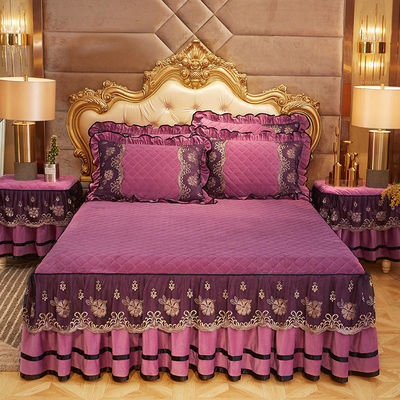 Set de colcha de retalho de inverno de luxo de 4 peças de cama bordada para 2,0 m 6,6 pés