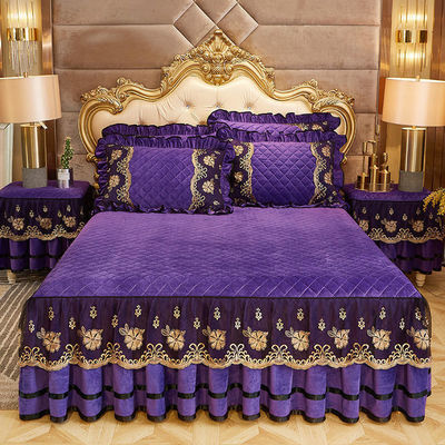 Set de colcha de retalho de inverno de luxo de 4 peças de cama bordada para 2,0 m 6,6 pés