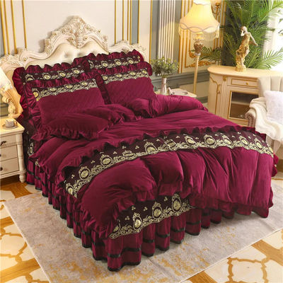 Set de cobertura de edredão 4pcs 400TC saia de cama de algodão luxo roupa de cama plissada com 2 caixas de almofada