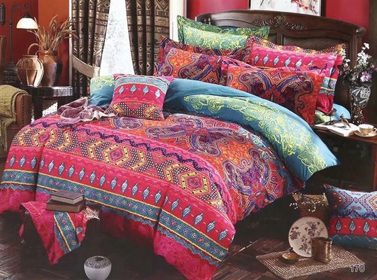 Home Hotel Bohemian Double Duvet Cover Set Azul com Set de Cama de Boho Marrom