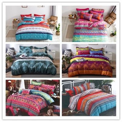 Home Hotel Bohemian Double Duvet Cover Set Azul com Set de Cama de Boho Marrom