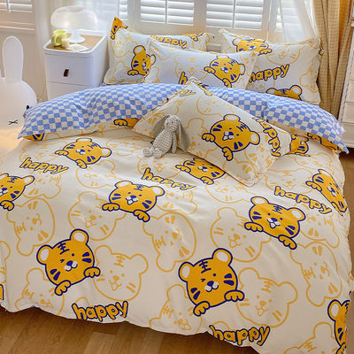 Plant Pattern Cotton Brushed Bedding Set para 2,2m 7 pés Cama Design simples