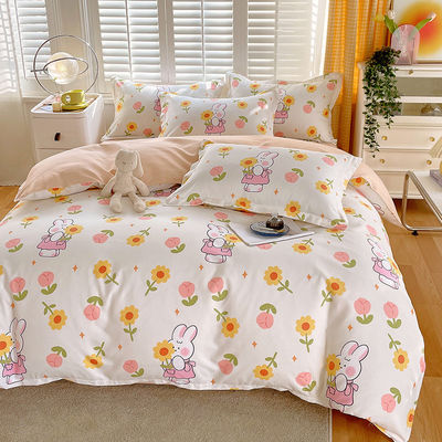 Plant Pattern Cotton Brushed Bedding Set para 2,2m 7 pés Cama Design simples