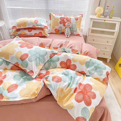 Plant Pattern Cotton Brushed Bedding Set para 2,2m 7 pés Cama Design simples