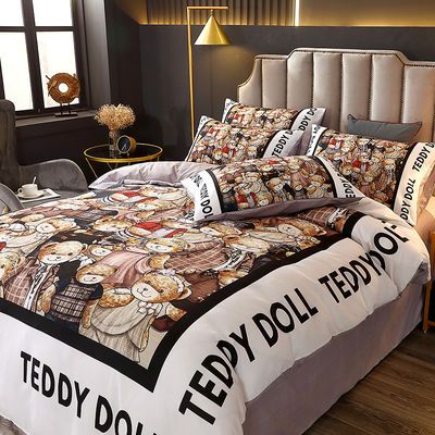 Cartoon Style 2023 Lençóis de cama de bebê Set de roupa de cama para crianças feita de tecido 100% poliéster