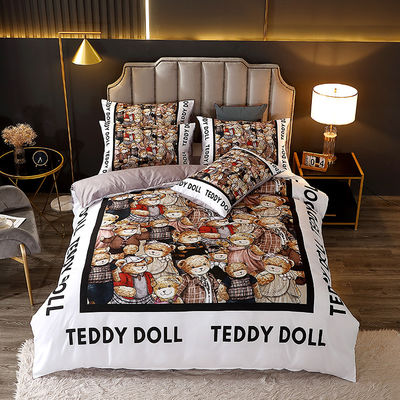 Cartoon Style 2023 Lençóis de cama de bebê Set de roupa de cama para crianças feita de tecido 100% poliéster