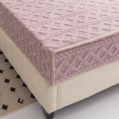 Capa de cama de veludo de coral quente de inverno de peça única com esteira antiderrapante Ideal para casa