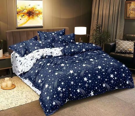 100% de algodão microfibra casa hotel roupa de cama de casamento conjunto com impressão diagonal e renda saia de cama