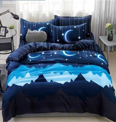 100% de algodão microfibra casa hotel roupa de cama de casamento conjunto com impressão diagonal e renda saia de cama
