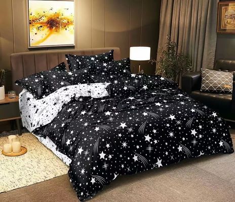 100% de algodão microfibra casa hotel roupa de cama de casamento conjunto com impressão diagonal e renda saia de cama