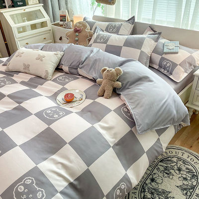 Cama de cama de poliéster em cores personalizadas com cobertura de cobertor de folha plana e almofada