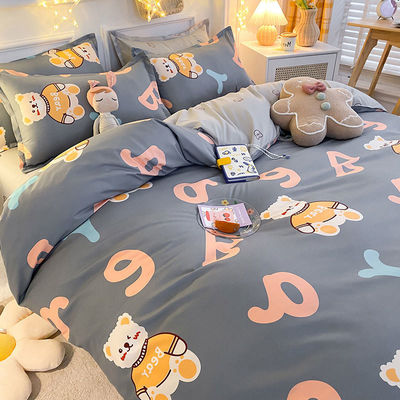 Cama de cama de poliéster em cores personalizadas com cobertura de cobertor de folha plana e almofada