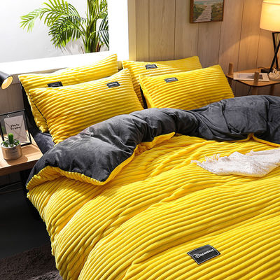 Padrão de listras Velo Magico Set de roupa de cama de dois lados 4 peças Coleções de todas as estações