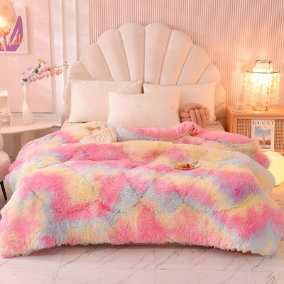Multicolor espessado Calor de cordeiro de lã de cristal Veludo Quilt de Inverno para noites confortáveis