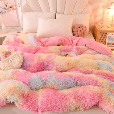 Multicolor espessado Calor de cordeiro de lã de cristal Veludo Quilt de Inverno para noites confortáveis