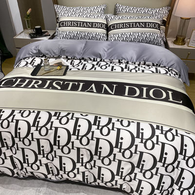 4 Pcs King Size Set de roupa de cama 100% Poliéster Luxury Designer Duvet Cover Sim Personalizado