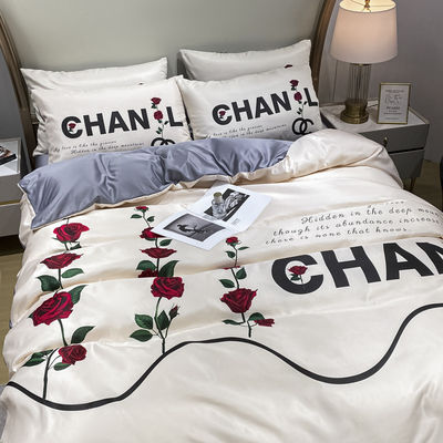 4 Pcs King Size Set de roupa de cama 100% Poliéster Luxury Designer Duvet Cover Sim Personalizado