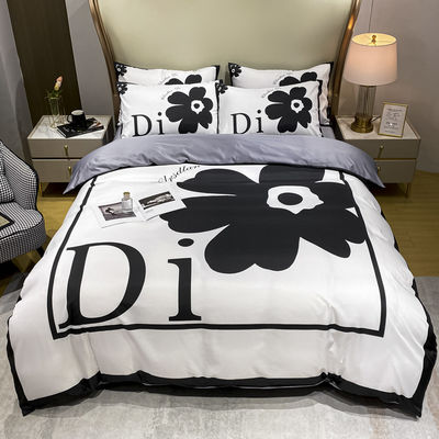 4 Pcs King Size Set de roupa de cama 100% Poliéster Luxury Designer Duvet Cover Sim Personalizado