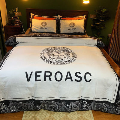 4 em 1 Set de roupas de cama de tamanho branco Satin Suave como seda Densidade de tecido de poliéster