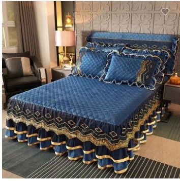 Setes de roupas de cama de hotel de fibra de poliéster Plantas florais preenchidas Capa de cama impressa Toalhas de saia 3pcs Set de cobertor de cama