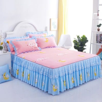 Planta Floral Moderna Impressa Cobertura de Cama Fitted renda Cama Saias 3pcs Setes de Cama