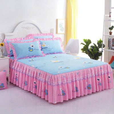 Planta Floral Moderna Impressa Cobertura de Cama Fitted renda Cama Saias 3pcs Setes de Cama