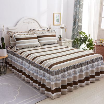 Planta Floral Moderna Impressa Cobertura de Cama Fitted renda Cama Saias 3pcs Setes de Cama