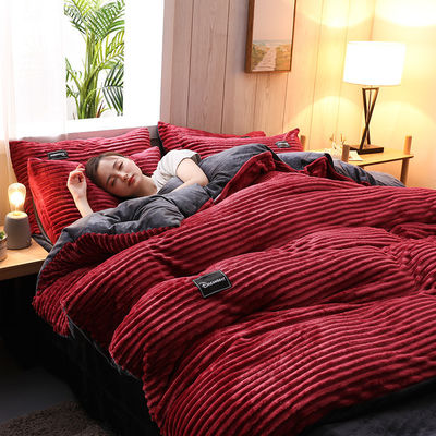 128x70 Densidade de tecido Flannel Velvet Fleece Set de roupa de cama para Queen/King Size no Inverno