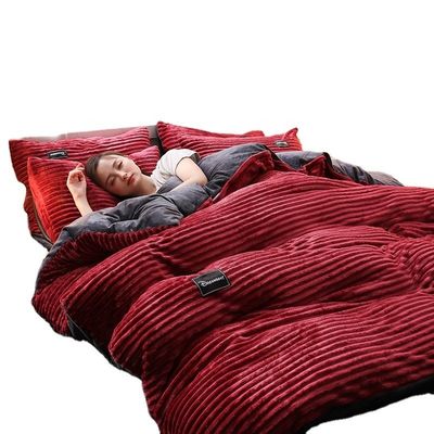 100% Fibra de Poliéster Inverno Quente Flanela Veludo Velo Queen King Size Set de Roupas de Cama