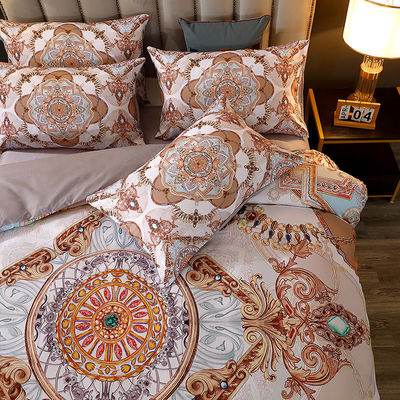 Set de roupas de cama de impressão digital com cobertura de poliéster e lençóis de cama de luxo