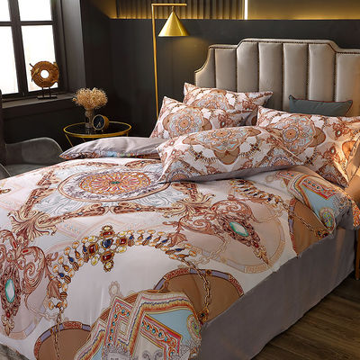Set de roupas de cama de impressão digital com cobertura de poliéster e lençóis de cama de luxo
