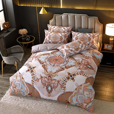 Set de roupas de cama de impressão digital com cobertura de poliéster e lençóis de cama de luxo