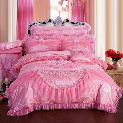 60 Contagem High End renda de cama Jacquard Tecido Rainha 100% de algodão orgânico Sheet Sets
