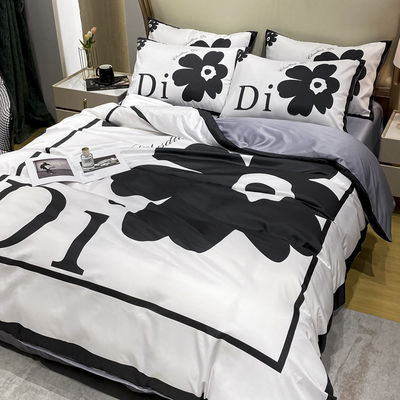 Home Textiles Set de roupa de cama de cores personalizadas com lençol montado e cobertura de cobertor de designer