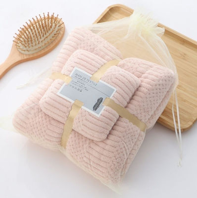 Microfibras personalizadas secas rápidas Plush Coral Fleece Soft Towel Set Toalhas de banho de hotel 250gm