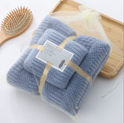 Microfibras personalizadas secas rápidas Plush Coral Fleece Soft Towel Set Toalhas de banho de hotel 250gm