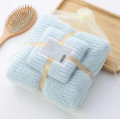 Microfibras personalizadas secas rápidas Plush Coral Fleece Soft Towel Set Toalhas de banho de hotel 250gm