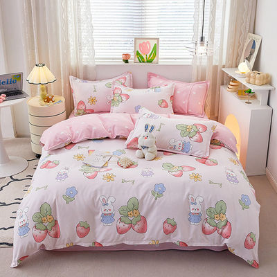 Impressão reativa padrão de flores simples cama de poliéster conjunto para lençóis de cama de luxo