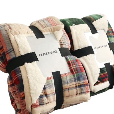 Natal Tartan Flannel Blanket Sets Sustentável Sofá de Plaid com vantagem personalizada