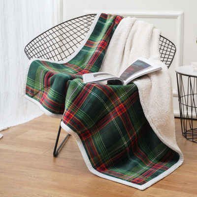 Natal Tartan Flannel Blanket Sets Sustentável Sofá de Plaid com vantagem personalizada