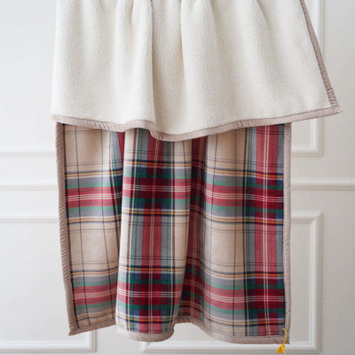 Natal Tartan Flannel Blanket Sets Sustentável Sofá de Plaid com vantagem personalizada
