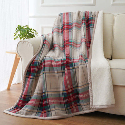 Natal Tartan Flannel Blanket Sets Sustentável Sofá de Plaid com vantagem personalizada