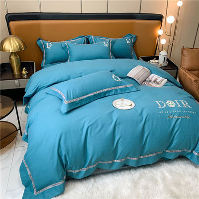Padrões Nacionais Grau de Resistência à Cor 200TC Cama de bordado Lençóis planos Set de roupa de cama ASD01