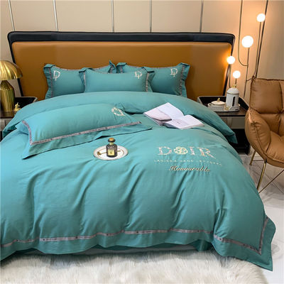 Padrões Nacionais Grau de Resistência à Cor 200TC Cama de bordado Lençóis planos Set de roupa de cama ASD01