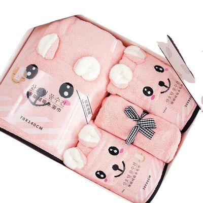 Conjunto de toalha de banho de 4 peças Toalha de banho de toque suave Toque de mão cara Impressa Conjunto de toalha de luxo Banho de toda a estação