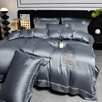 100% Poliéster Tencel bordado roupa de cama Set 4 PCS Caixa de presente 1,5m 1,8m Lenço de cama Cobertura de cama