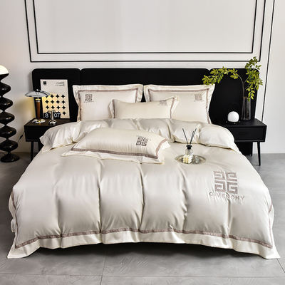 100% Poliéster Tencel bordado roupa de cama Set 4 PCS Caixa de presente 1,5m 1,8m Lenço de cama Cobertura de cama