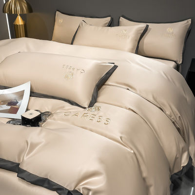 Set de roupa de cama de luxo lavado de seda bordados Set de cobertura de cama para o hospital escola casa