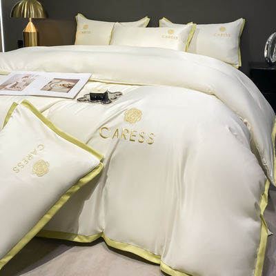 Set de roupa de cama de luxo lavado de seda bordados Set de cobertura de cama para o hospital escola casa