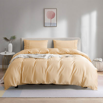Folha de fibra de bambu natural Set 60s 300tc 3 peças almofada cobertor de edredão Rei Rainha roupa de cama